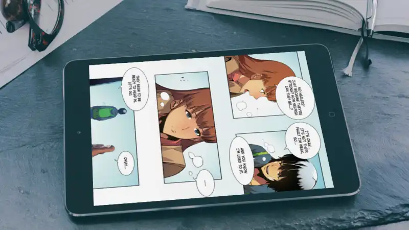 英語漫画を読んでいるシーン